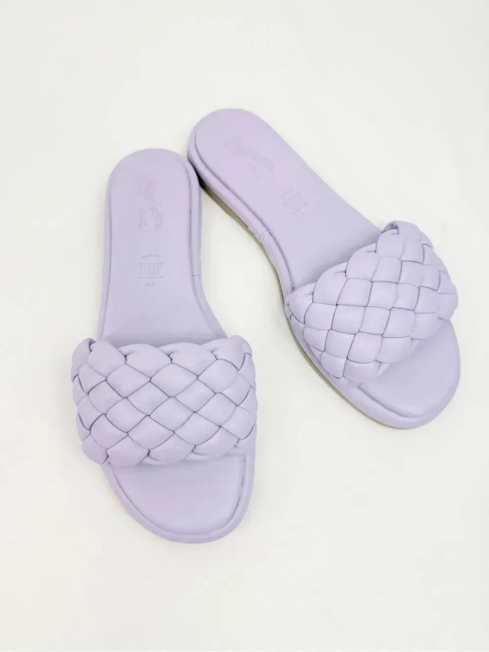 Seychelles BELLISSIMA Lavender Purple Puffy Woven Leather Padded Slide Sandals